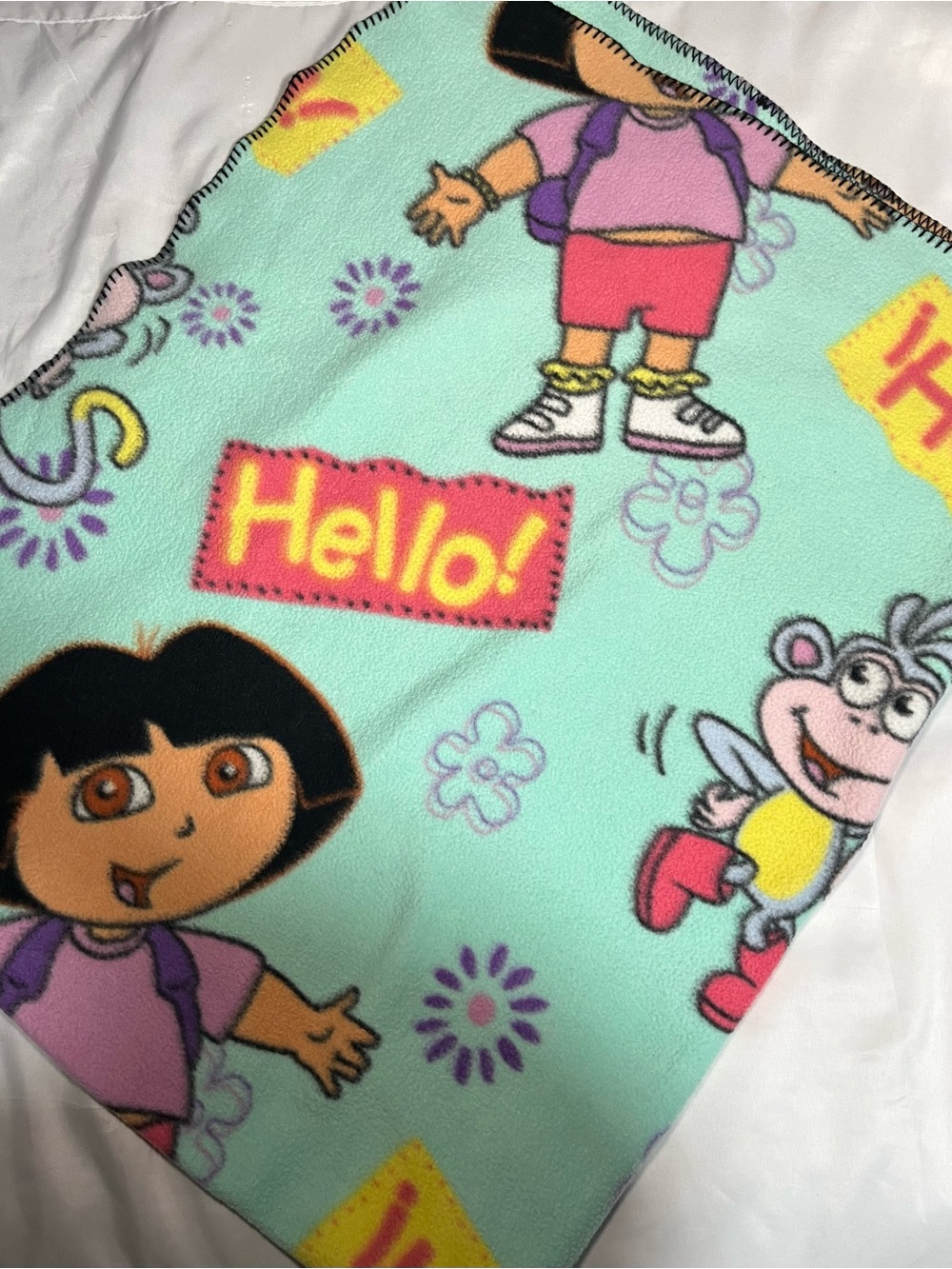 Vintage Dora The Explorer Boots Fleece Blanket 46x60 Nickelodeon Hola Hello